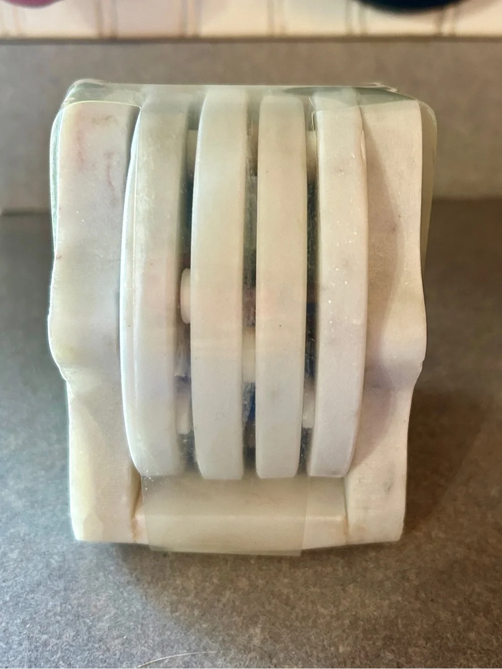 White Marble Ghost Coaster Set with Caddy